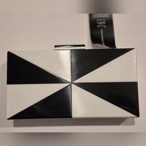 INC DESIGNER EVENING BAG Black/White